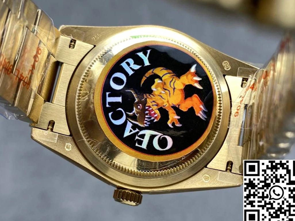 Gold Dial Factory Tungsten M128238-0118 QF Yellow v5 Steel Day Rolex 36mm Date Green 0502